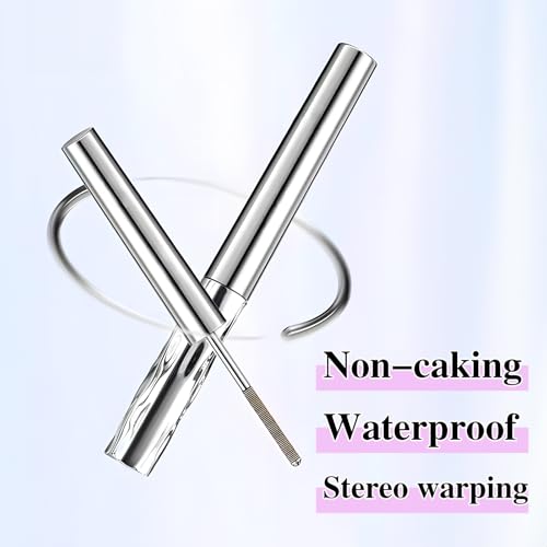 Image of Metal Wand Mascara Waterproof: 2 PCS Mascara with Eyelash Curler | Black Telescopic Mas-cara Volume and Length - Waterproof - 3D Curling - Smudge-Proof - Clump-Free - Long-Lasting Lash Definer
