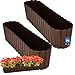 KOTARBAU® 2er Set Blumenkasten Balkon - Blumentopf - 60x14x13cm Braun - Pflanzkübel - Pflanzkasten - Pflanzentopf - Kunststoff - Balkonkasten - Rustikal - Übertopf groß