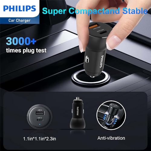Philips Chargeur Voiture USB AC DLP2521C04 Câble USB C inclus Adaptateur USB C et USB A Sortie Charge rapide - vue 4