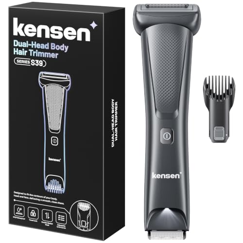 kensen Body Hair Trimmer for Men, Groin & Ball Shaver, Dual Head