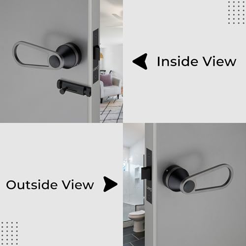 Image of LAPO Heavy Duty Brass Bathroom Door Lock | Stylish Black Finish Handleset with Baby Latch for Balcony, Storeroom & Office Doors | Durable & Secure | 3 Years Warranty Ro-152