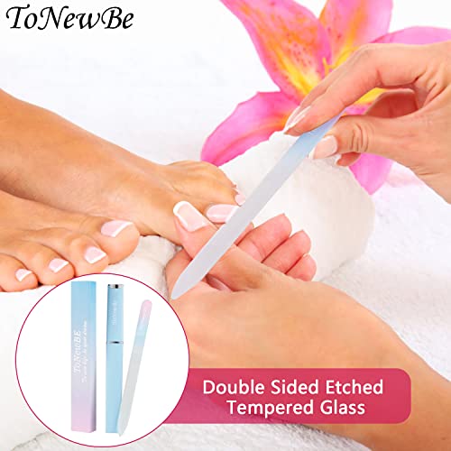 Crystal Nail File With Case, Etched Glass Nail File For Nail Art & Nail Care, Alternative To Metal Nail Files Emery Boards & Buffer,Gradient Color #TOP7