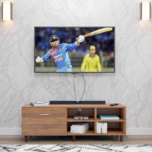 Image of VIKI Modern TV Unit for Living Room | Engineered Wood TV Cabinet with 1 Drawer Storage & 2 Open Shelves, Set Top Box Stand, Entertainment Unit, 140W x 48H x 40D cm | DIY | 1 Year Warranty (Walnut)
