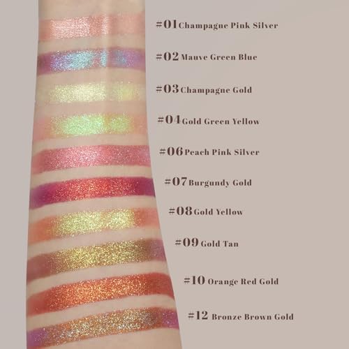 Noerrors Duochrome Plum Mauve Green Blue Glitter Eyeshadow Palette, Holographic Chameleon Rich Color Shimmer Metallic Eye Shadow, Color Shift Sparkle Iridescent Eye Brightener Fairy Makeup for Rave#02 - 2