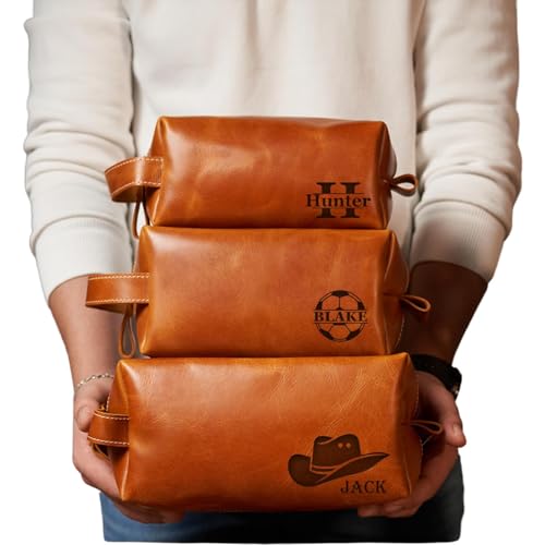 Handcrafted Personalized Genuine Leather Toiletry Bag for Men, Custom Dopp