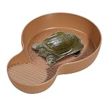 Tortoise Water Bowl - Anti-Slip Turtle Bath, Aquarium Ornament with Sturdy Resin, Reptile Accessories Large Dish, Snake Gecko Turtle Drinking Pool, Bearded Dragon Bathing Supplies for Pet Care