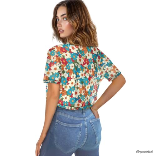 Image of Womens Short Sleeve Cardigans Lightweight Summer Cardigan Trendy Bolero Shrug Cute Floral Cardigan Sheer Bolero