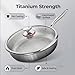 Siraats Titanium Pan, 100% Pure No Coating Non-stick Titanium Hammered Frying Pans with Lid, For All Stovetops, Home Use Cookware | No Coating | Non-stick (Without lid, 12.6 in)