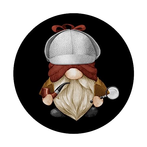 Sherlock Holmes Garden Gnomes Graphic For True Crime Lovers PopSockets Swappable PopGrip, Black - Image 3
