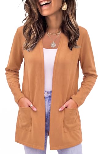 Image of Newchoice Womens Lightweight Long Sleeve Cardigans with Pockets Summer Casual Open Front Sweater Cardigan Duster