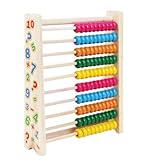 TOYANDONA Stufiger Bunter Holz Rechenrahmen mit Farbigen Perlen Kindersicherer Rechenschieber für...
