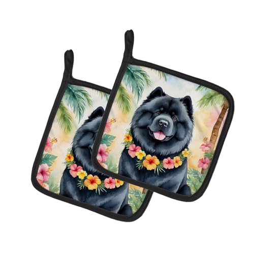 Caroline's Treasures Chow Chow Luau Pair of Pot Holders Kitchen Heat Resistant Pot Holders Sets Oven Hot Pads for Cooking Baking BBQ, 7 1/2 x 7 1/2