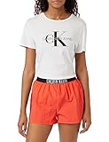 Calvin Klein Damen Shorts Kurz, Orange (Bright Vermillion), M