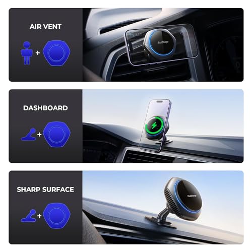image for JOYMASS for MagSafe Car Mount Charger, 15W Zinc Alloy Fast Charging Ma