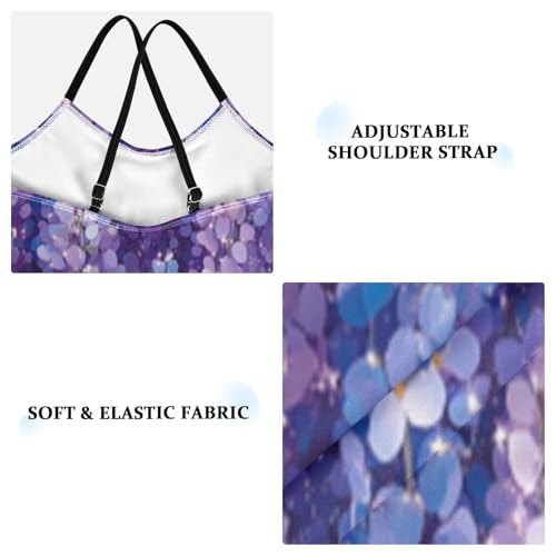 Pigsaly Girls One Piece Swimsuits Glitter Blue Wisteria Purple Lavender Flower Kids Cross Back Swimwear Bathing Suit 3T3