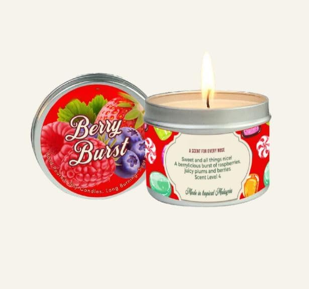 Berry Burst Scented Candle x11, 3.88oz Travel Tin, 100% Soy Wax, Triple Scented, Up to 30 Hours Burning Time, Perfect for Bedtime and Meditation