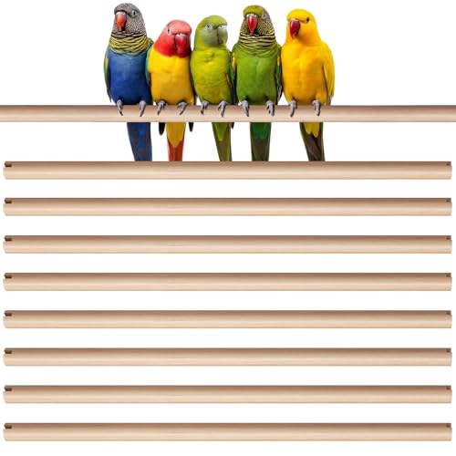 Image of Sintuff 8 Pcs Bird Perches for Cage Accessories, Wooden Perch Rods Replacement with Double Head Slots, 0.6 Inch Diameter Natural Wood Stand for Parrot Macaw Cockatoo Parakeet (15 Inches)