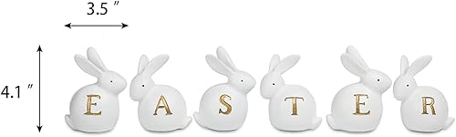 Miniatura 6 de Newman House Studio Juego de 6 figuras de conejo de Pascua para mesa, decoración de mesa de oficina en casa, conejito de Pascua, 3.5 pulgadas de