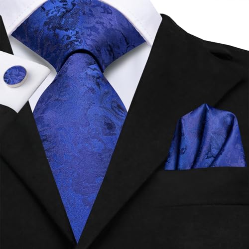Image of Hi-Tie Men's Tie Sets Silk Paisley Striped Necktie Pocket Square Cuff-links Sets Wedding Business Holiday