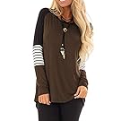 Promaska Womens Tops Long Sleeve Tunic Crew Neck Loose Tee Tops Blouses with Stripe