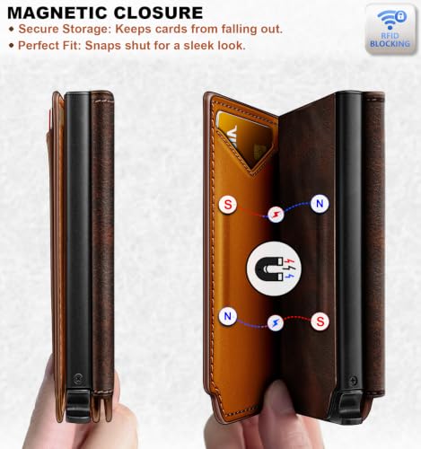 BULLIANT Men Slim Leather Wallet Metal Case Money Clip-Magnetic Closure - image 4