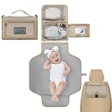 Tragbare Wickelunterlage: faltbare Reise-Wickelunterlage, kompakt, wasserdicht, abnehmbare Matte, Organizer mit großer Kapazität, für Kinderwagen, Autositz, Kindergarten, Reisen, Zuhause, Ausflüge