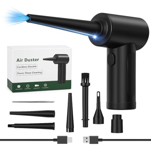 Image of Primate Cordless Air Duster for Electronics & Car Cleaning | 51,000 RPM Electric Air Blower with 3 Speeds, LED Light, 6000mAh Battery & 5 Nozzles