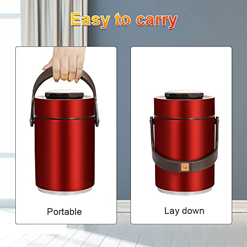 Pawovdeq 67Oz Thermos For Hot Food,3-Layer Sealed Stackable Food Thermos,With Lunch Bag Soup Thermos,It Is Suitable For Daily Office Meals, School Lunches, And Outdoor Meals. Red #TOP4