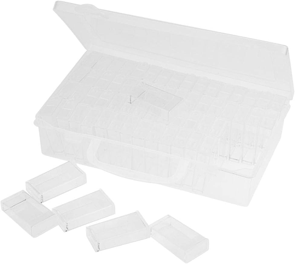 Transparent Plastic Beads Jewelry Storage Box 64 Compartments