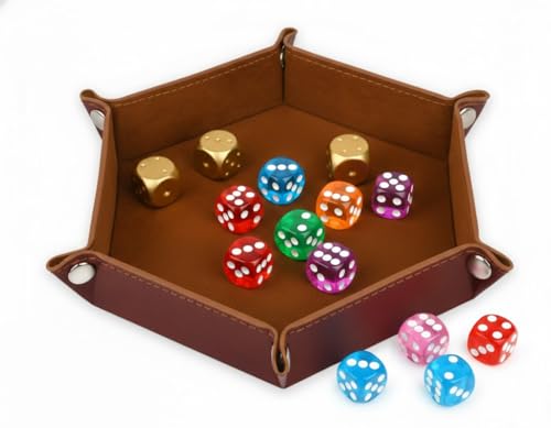Dice Holder Leather DND Dice Case Foldable Dice Tray Dungeons and Dragons Storage Tray for Tabletop Game