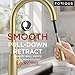 FORIOUS Gold Kitchen Faucet with Pull Down Sprayer, Modern Single Hole Kitchen Sink Faucet with Soap Dispenser, Deck Plate, Single Handle, High Arc Stainless Steel for RV Bar Farmhouse Laundry