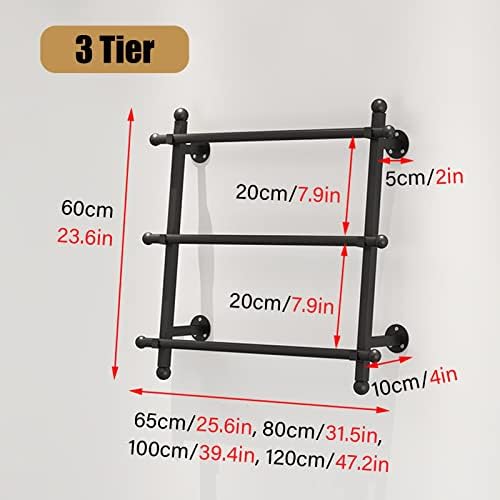 3-Tier Wall Organizer Display Rack with Removable Rungs - Heavy Duty Storage Shelf for Scarves, Pants, and Hijabs - Versatile Home Storage Solution