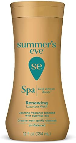 Summer's Eve Spa Daily Intimate Wash, Renewing Cleansing All Over Feminine Body Wash, Jasmine Scented pH-Balanced Feminine Wash, 12oz Bottle