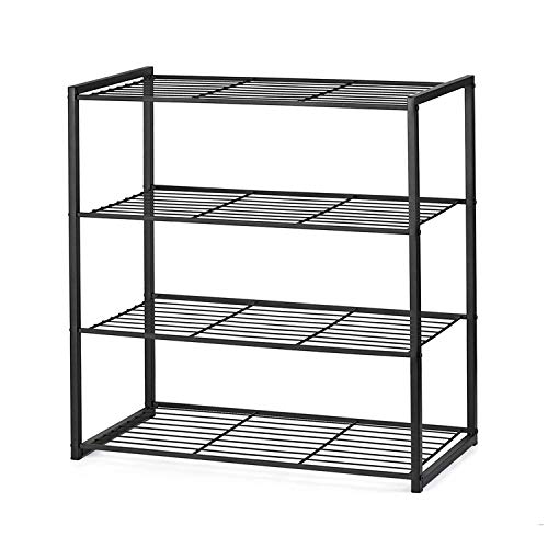 Titan Mall Shoe Organizer Free Standing Shoe Rack 4 Tier Shoe Rack Black Metal Shoe Rack 25 Inch Wide Shoe Tower Shelf Storage - Thumbnail 3