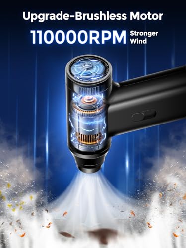 Air Duster, 110000RPM Compressed Air Duster,Powerful Replace Compressed Air Can,Portable Electric Air Duster/No Canned Air Blower for PC,Car,Home,Office,Cordless Keyboard Cleaner