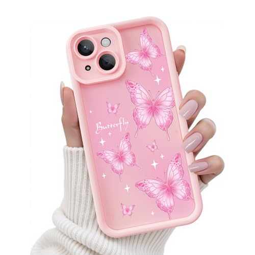 FUXICASE for iPhone 14 Case, Creative Butterfly Pattern Design for Girl Women, Soft Silicone Shockproof Anti-Scratch Protection Phone Cover for iPhone 14 (Girly Pink Butterfly) by FUXICASE - Used condition - US$5.59