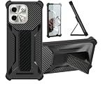 Kinetijy Case Compatible for Lava Bold N2 Pro Phone Case Stand Cover [with 1* Tempered Glass Screen Protector] Hybrid Case [Folding Support Magnetic] [Frosted Anti-Fingerprint] Black