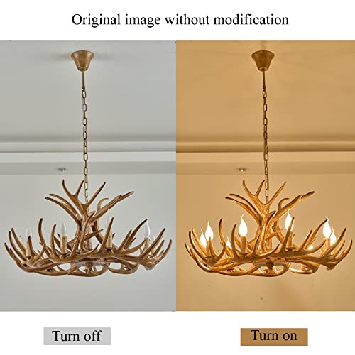 Hubrin Antique Antler Chandelier, North American Country Deer Horn Chandelier 9 Light, Farmhouse Antler Ceiling Pendant Light Fixtures For Living Dinning Room Bedroom (9 Lampholder Arms+ 3 Arms) #TOP7