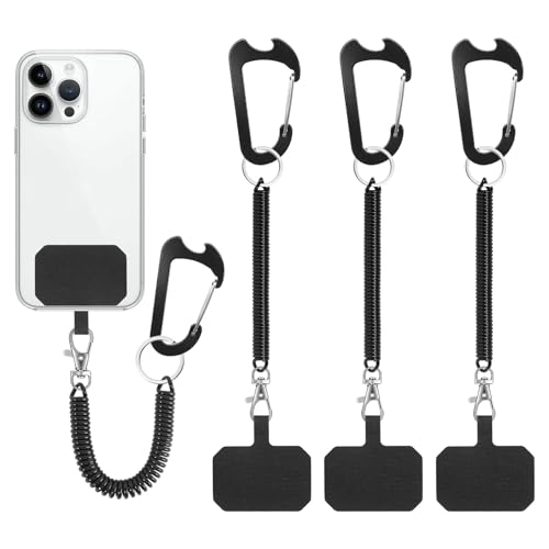GFUEIGJ Handyband mit Flexiblem Spiralkabel 3 Stück Handy Diebstahlschutz Lanyard Allgemein Handykette mit Flexiblem Spiralkabel Handy Sicherung Diebstahl Schlüsselband für Outdoor Wandern Klettern