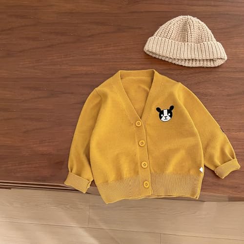 Toddler Kids Knit Cardigan Sweater Cute Dog Embroidery V Neck Loose Jacket Fall Winter Birthday Outfits for Baby Boys Girls3