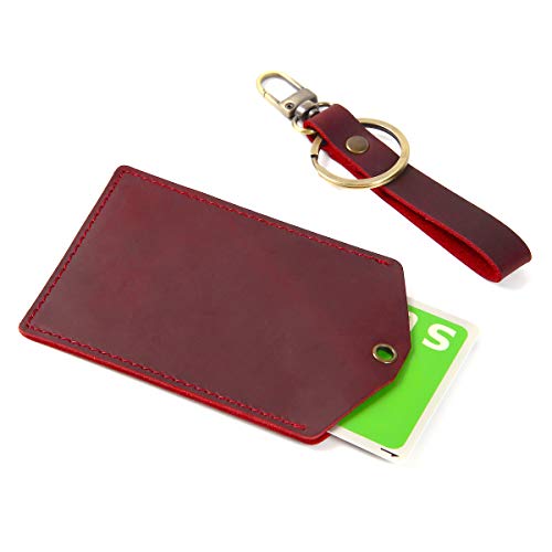 最安値 Freese Icカードケース キーホルダー 革 パスケース アンティーク レザー ストラップ式 定期券 カード入れ メンズ レッド の価格比較