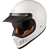 Interni marrone di classe Black Royale Solid Retro Casco Moto M Bianco Lucido