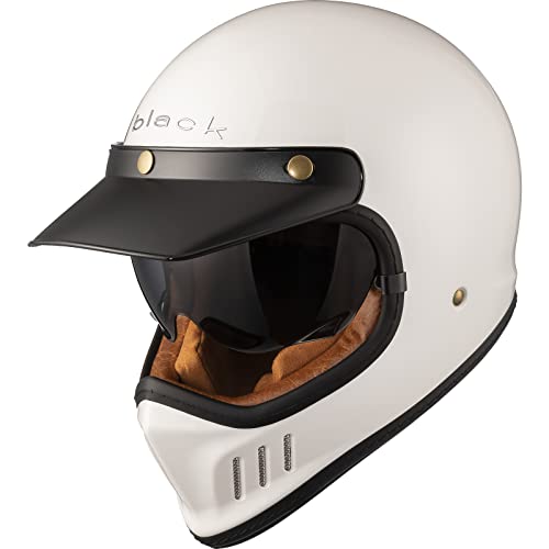 Interni marrone di classe Black Royale Solid Retro Casco Moto M Bianco Lucido
