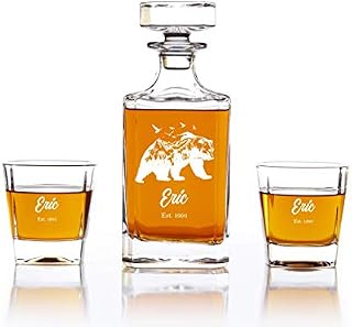 Grain+Oak Whiskey Decanter Set With 2 Whiskey Glasses(270 ml) and 1 Decanter(750 ml)