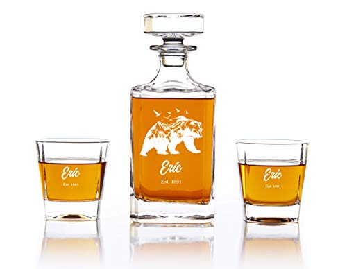 Grain+Oak Whiskey Decanter Set With 2 Whiskey Glasses(270 ml) and 1 Decanter(750 ml)