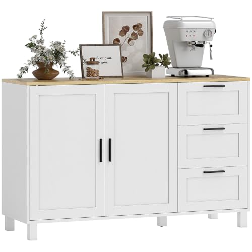 HOMCOM Aparador de 2 Puertas de Cierre Suave Blanco 120x38x76 cm