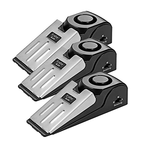ThreeH 3 Pack Door Stop Alarm, Door Stopper Security for Home Travel Apartment with 120DB Siren Portable Safety Tool
