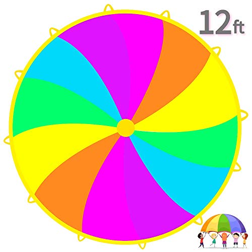 Ascot Products | Parachute for Kids 12 ft 12 Handles Angel Rainbow Parachute