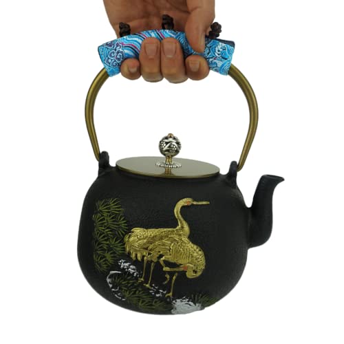 kkekos Handgefertigte, hitzebeständige Teekanne, Griffabdeckung, Baumwolle, rutschfest, Wasserkocherhalter, Hülle, hitzebeständig, Teekessel-Griffhülle für Zuhause und Küche (blau) Cover