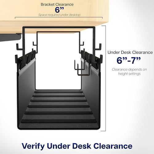VIVO Screw-on Under Desk 31 inch Fabric Cable Management Tray, Wire Concealer, Power Strip Storage, Workspace Organization, Easy Fold Down Access, Black, DESK-AC31F-S by VIVO - Image 6